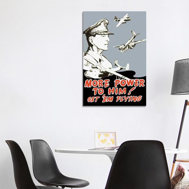 WWII Poster Of General Douglas MacArthur And Bomber Planes by Stocktrek Images - Wrapped Canvas Print ClassicLiving Size: 101.6cm H x 66.04cm W x 3.81 on Productcaster.