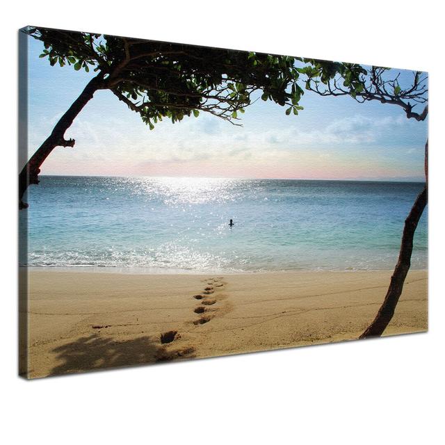 Footprints Photographic Print Art on Canvas East Urban Home Quality: Premium, Size: 80cm H x 120cm W x 2cm D on Productcaster.