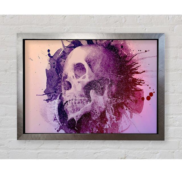 Watercolour Skull Design Framed Print Wall Art Happy Larry Size: 42cm H x 59.7cm W, Format: Silver Framed Paper on Productcaster.