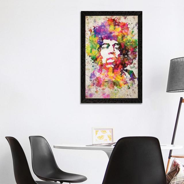 Leinwandbild Jimi Hendrix von Aged Pixel Happy Larry Größe: 101,06 cm H x 66,04 cm B x 3,81 cm T, Rahmenauswahl: Schwarzer Rahmen on Productcaster.