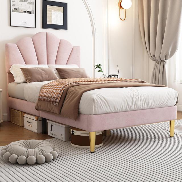 Akershus Upholstered Bed Frame Fjørde & Co Size: UK Single - DE 90 x 190 cm, Colour: Pink on Productcaster.