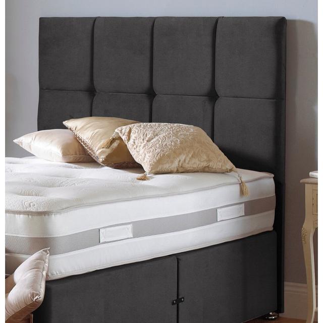 Maegan Upholstered Headboard Rosdorf Park Upholstery: Steel Plush Velvet, Size: Small Double on Productcaster.