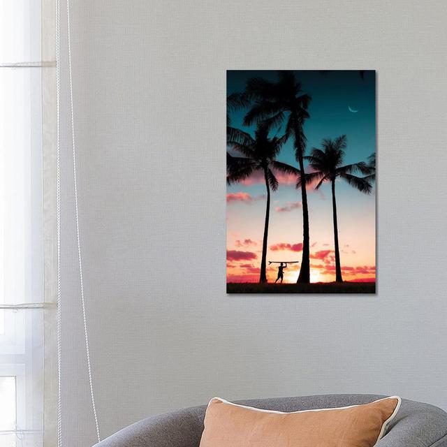 Moon Surf by Daniel Keating - Print on Canvas 17 Stories Format: Wrapped Canvas, Size: 66.04cm H x 45.72cm W x 3.81cm D on Productcaster.