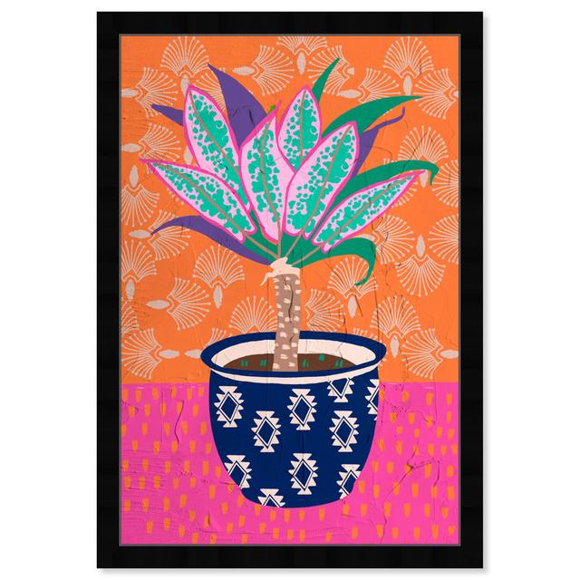 Floral And Botanical Colorful Pattern Plant Pot by Oliver Gal - Painting Oliver Gal Frame Colour: Black Framed, Size: 91.44cm H x 60.96cm W on Productcaster.