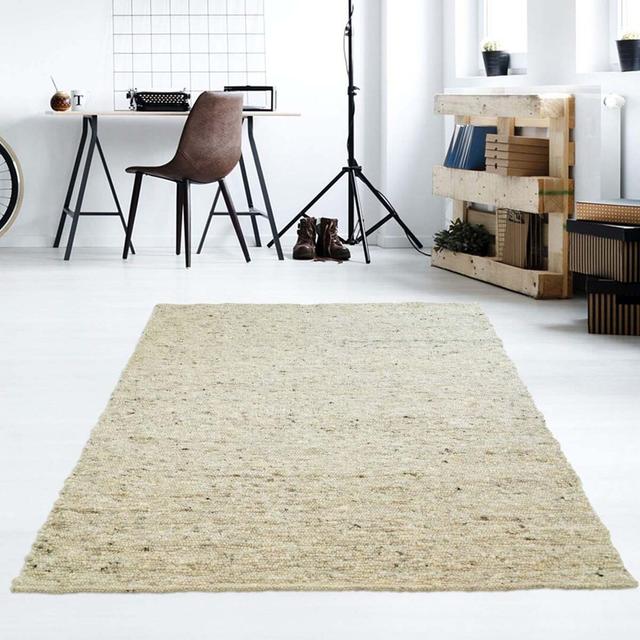 Agot Woolen Farsund Handwoven Beige Rug Brambly Cottage Rug Size: Rectangle 300 x 390cm on Productcaster.