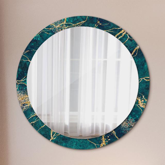 Huldar Round Glass Framed Wall Mounted Accent Mirror in Dark Green East Urban Home Size: 90cm H x 90cm W on Productcaster.