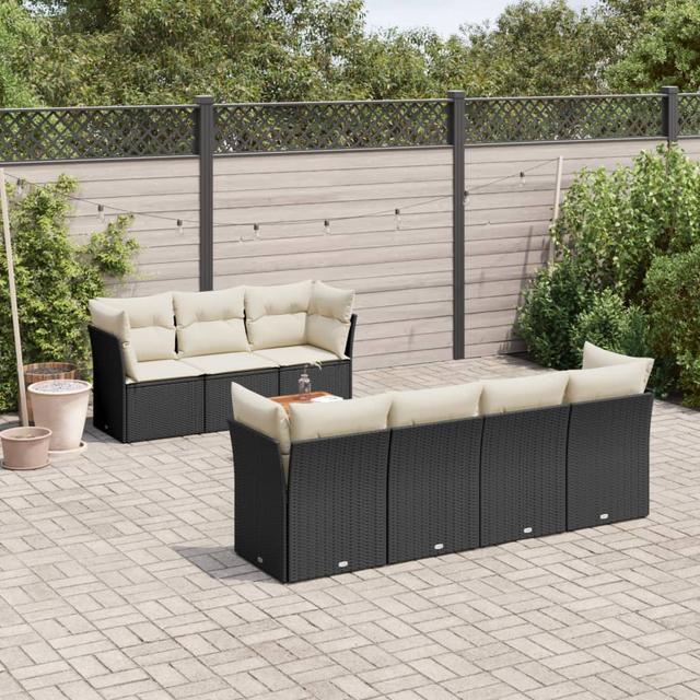 Vidaxl 8-Tlg. Garten-Sofagarnitur Mit Kissen Poly Rattan ModernMoments Kissenfarbe: Beige, Rahmenfarbe: Schwarz on Productcaster.