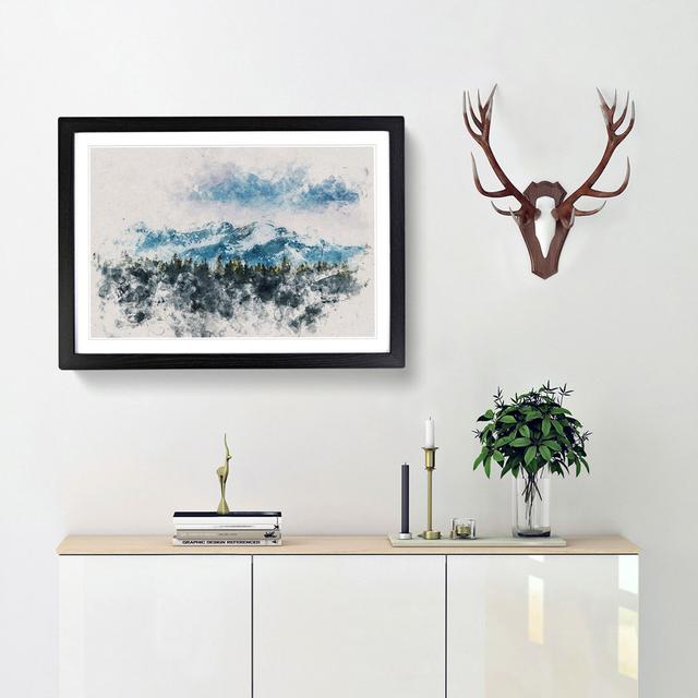 Mountains Behind the Forest - Picture Frame Painting Print East Urban Home Frame Option: Black Framed, Size: 36cm H x 48cm W x 2cm D on Productcaster.