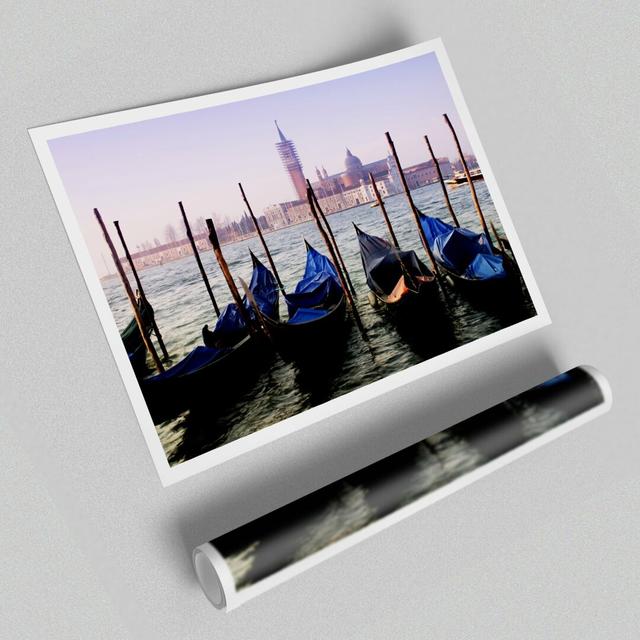 Venice Gondola Line-up - Photograph Print on Paper East Urban Home Size: 100cm H x 141.4cm W on Productcaster.