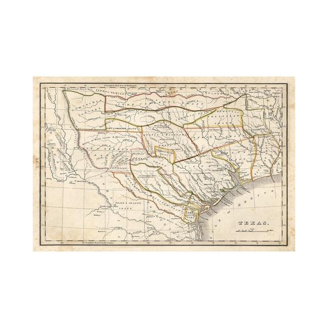 Texas Historical Map by Dan Sproul - Wrapped Canvas Painting Borough Wharf Size: 20.32cm H x 30.48cm W x 1.91cm D on Productcaster.