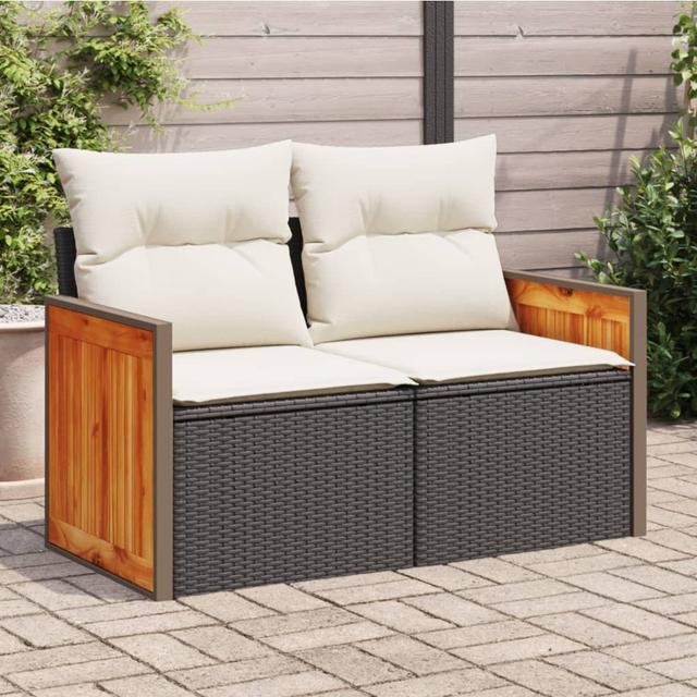 Vidaxl Gartensofa Mit Kissen 2-Sitzer Beige Polyrattan DEvidaxl Rahmenfarbe: Schwarz, Farbe des Kissens: Beige on Productcaster.