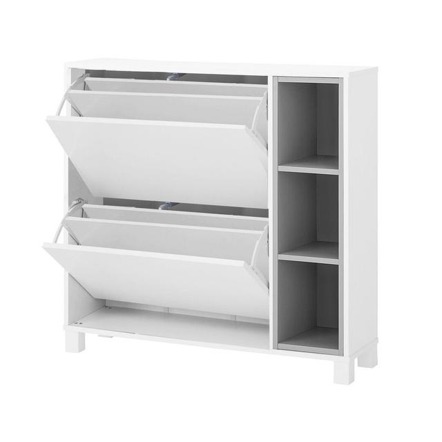 Paco 8 Pair Shoe Storage Cabinet Ebern Designs Finish: White/Grey on Productcaster.