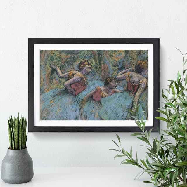 Three Ballet Ballerina Dancers in Blue by Edgar Degas - Picture Frame Painting East Urban Home Size: 27cm H x 36cm W x 2cm D, Frame Option: Black on Productcaster.