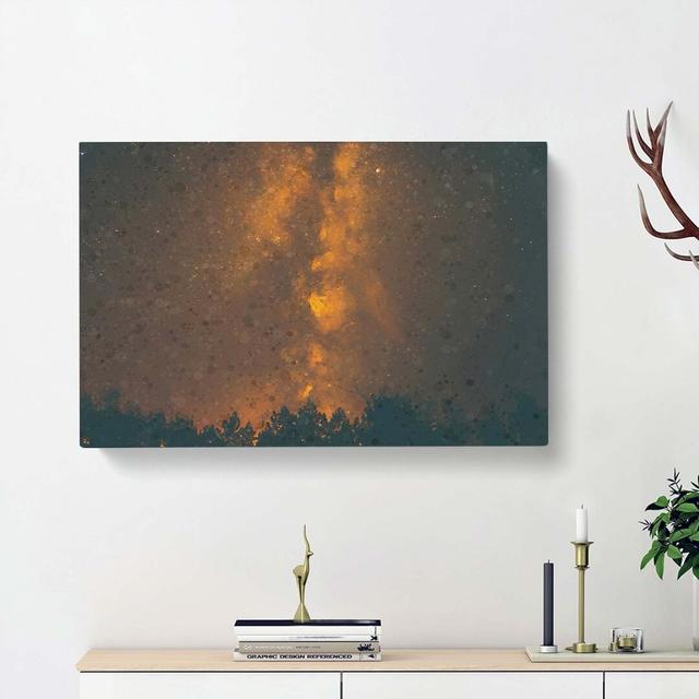 Flaming Stars Over The Forest In Abstract - Wrapped Canvas Print East Urban Home Size: 35cm H x 50cm W x 3cm D on Productcaster.