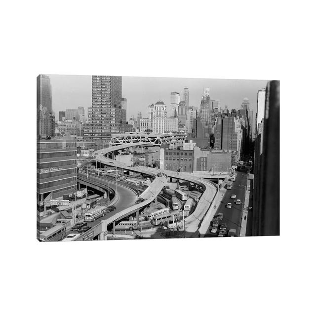 1960s Overhead Of Port Authority Traffic Ramps In New York City USA by Vintage Images - Wrapped Canvas Print Latitude Run Size: 20.32cm H x 30.48cm W on Productcaster.