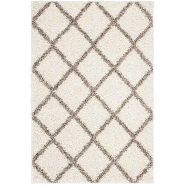 Hudson Geometric Machine Woven Ivory/Grey Area Rug Safavieh Rug Size: Rectangle 61 x 91cm, Pile Height: Plush 4.5cm on Productcaster.