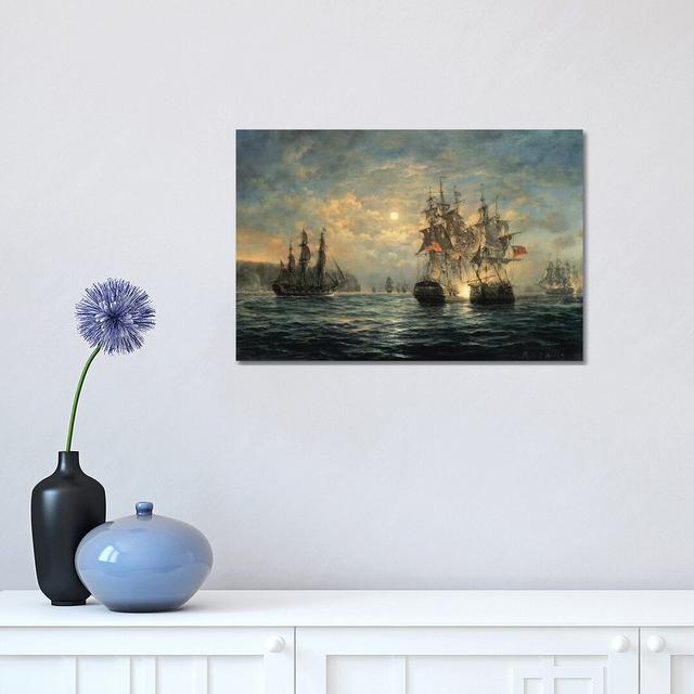 Engagement Between The "Bonhomme Richard" And The "Serapis" Off Flamborough Head, 1779 by Richard Willis - Painting on Canvas Astoria Grand Size: 30.4 on Productcaster.