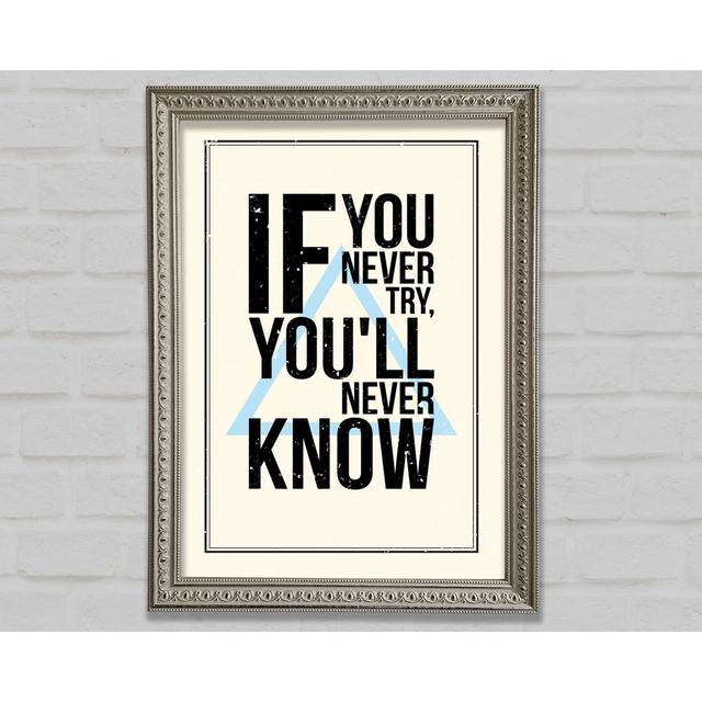 If You Never Try Framed Print Wall Art Happy Larry Size: 59.7cm H x 42cm W x 3cm D, Format: Silver Framed Paper on Productcaster.