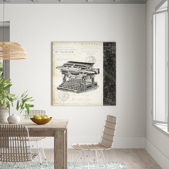 'Paris Typewriter' by Tre Sorelle Studios Graphic Art Print on Wrapped Canvas Borough Wharf Size: 121.92cm H x 121.92cm W on Productcaster.