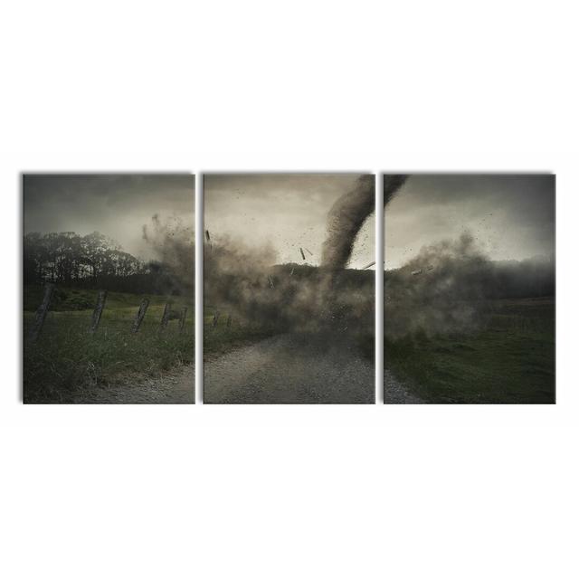 3-tlg. Leinwandbilder-Set Tornado in Grau East Urban Home Größe: 80 cm H x 180 cm B on Productcaster.