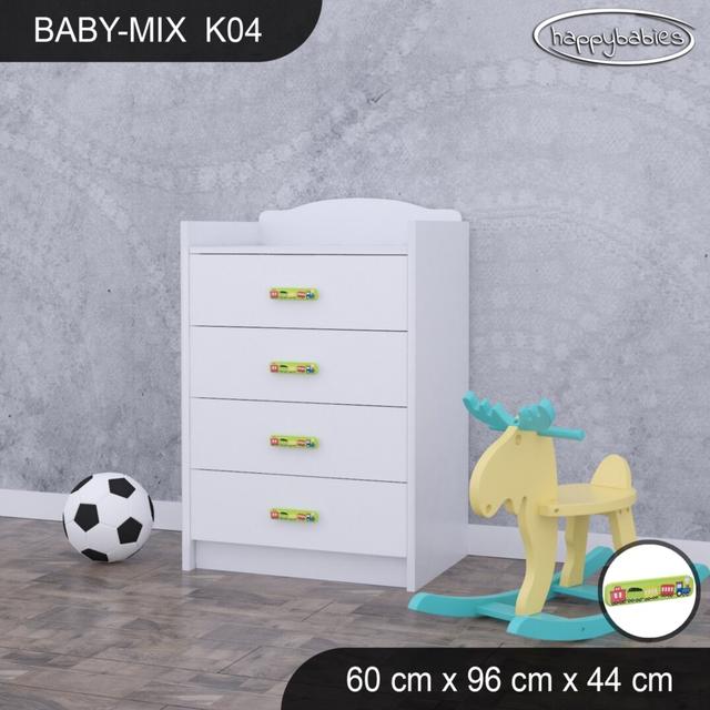 Baby Mix Kids 4 - Drawer Dresser Happy Babies Colour: White/Green on Productcaster.