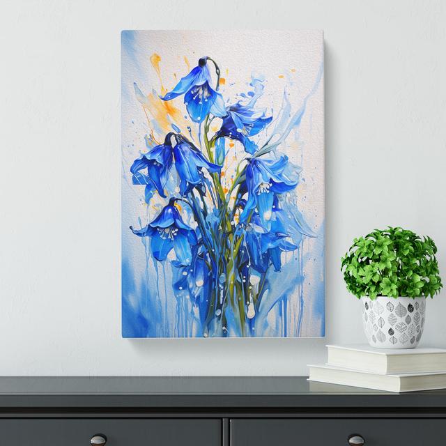 Bluebell Flower Action Painting No.2 - Print Marlow Home Co. Size: 50cm H x 35cm W x 3cm D on Productcaster.