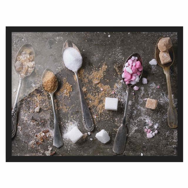 Vintage Spoon with Sugar - Picture Frame Graphic Art August Grove Frame Option: Black Framed, Size: 30cm H x 40cm W x 2cm D on Productcaster.