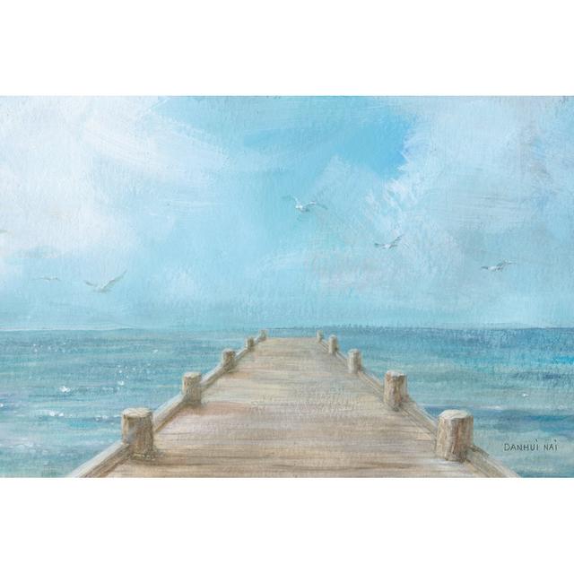 Summer Dock Panel by Danhui Nai - Wrapped Canvas Art Prints House of Hampton Size: 81cm H x 122cm W x 3.8cm D, Colour: Blue/Grey on Productcaster.