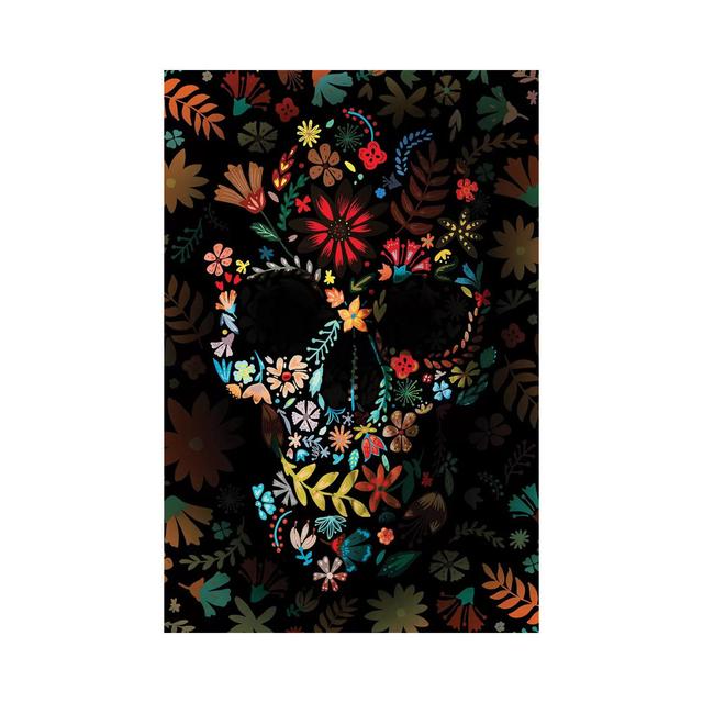 Flowery Skull - Wrapped Canvas Graphic Art Maturi Size: 66.04cm H x 45.72cm W x 1.91cm D on Productcaster.