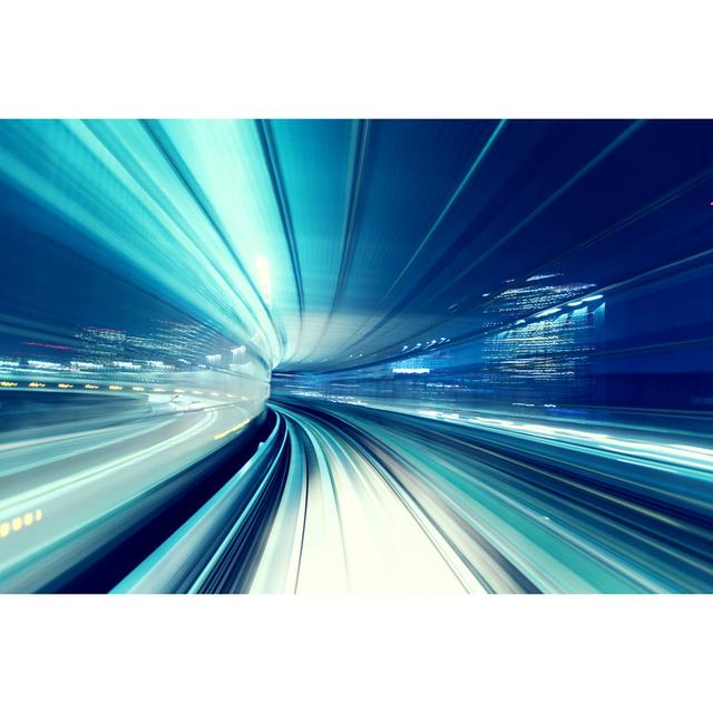 Aviel Train At Night by Melpomenem - Wrapped Canvas Photograph Metro Lane Size: 30cm H x 46cm W x 3.8cm D on Productcaster.