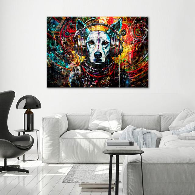 Leinwanddruck, Hund mit Kopfhörern - Druck World Menagerie Größe: 70 cm H x 100 cm B on Productcaster.