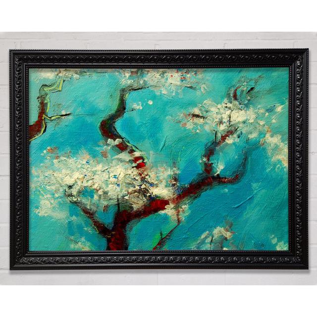 Cherry Blossom Blues Framed Print Ivy Bronx Size: 29.7cm H x 42cm W on Productcaster.