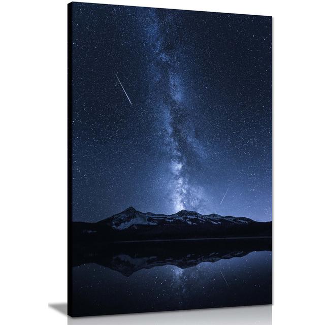 Dark Night Sky Falling Stars - Wrapped Canvas Photograph Panther Print Size: 31cm H x 20cm W on Productcaster.