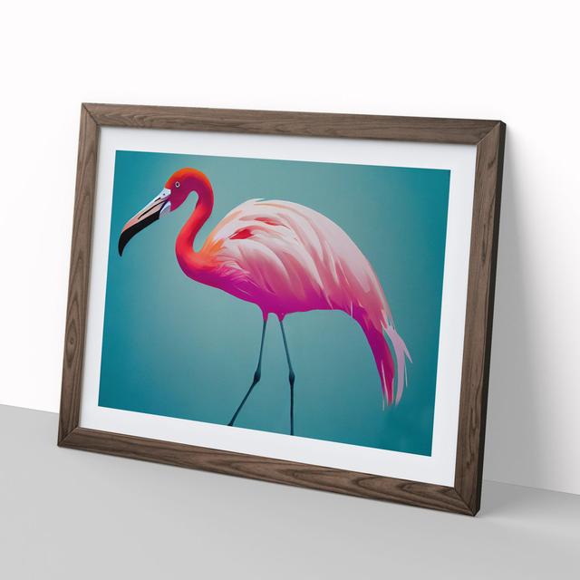 Ingenious Flamingo - Picture Frame Graphic Art Bay Isle Home Size: 25cm H x 34cm W x 2cm D, Frame Colour: Walnut on Productcaster.