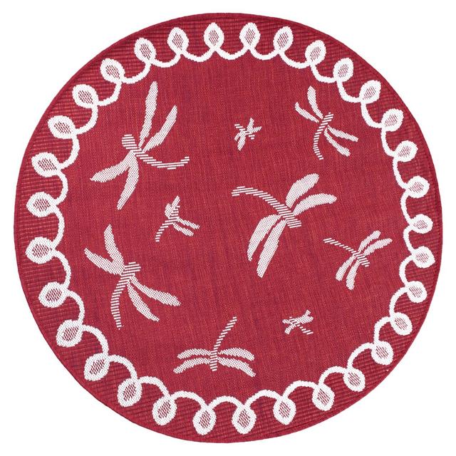 Prudhomme Terrace Dragonfly Tufted Red Rug August Grove Rug Size: Round 160cm on Productcaster.