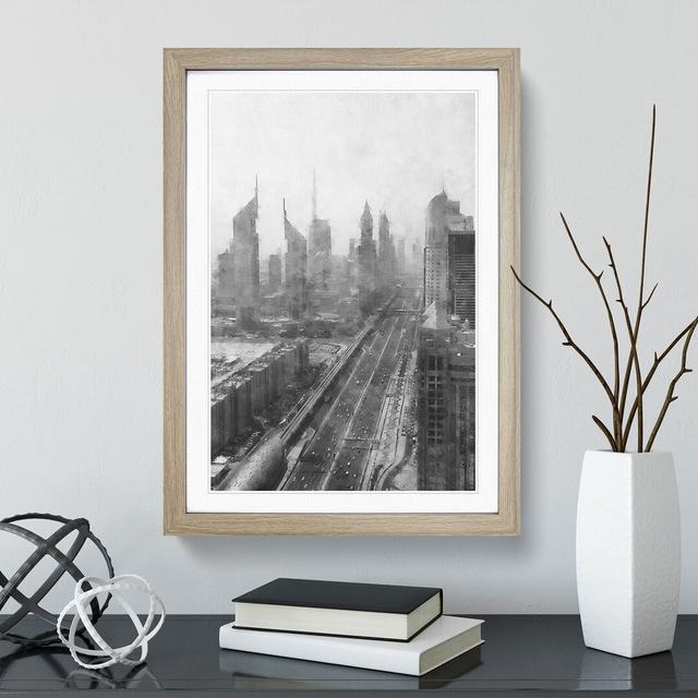 Dubai Skyline Vol.1 - Picture Frame Painting East Urban Home Size: 36cm H x 27cm W x 2cm D, Frame Option: Oak Framed on Productcaster.