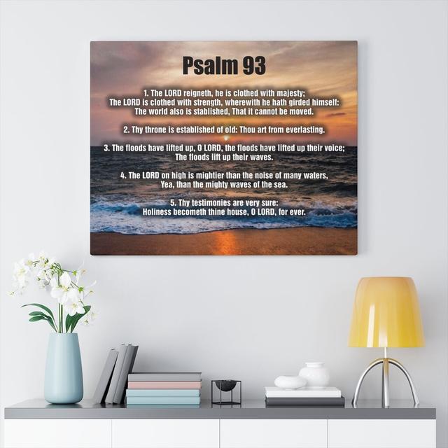 The Lord Reigneth Psalm 93 - Wrapped Canvas Typography Blue Elephant Size: 30cm H x 41cm W on Productcaster.