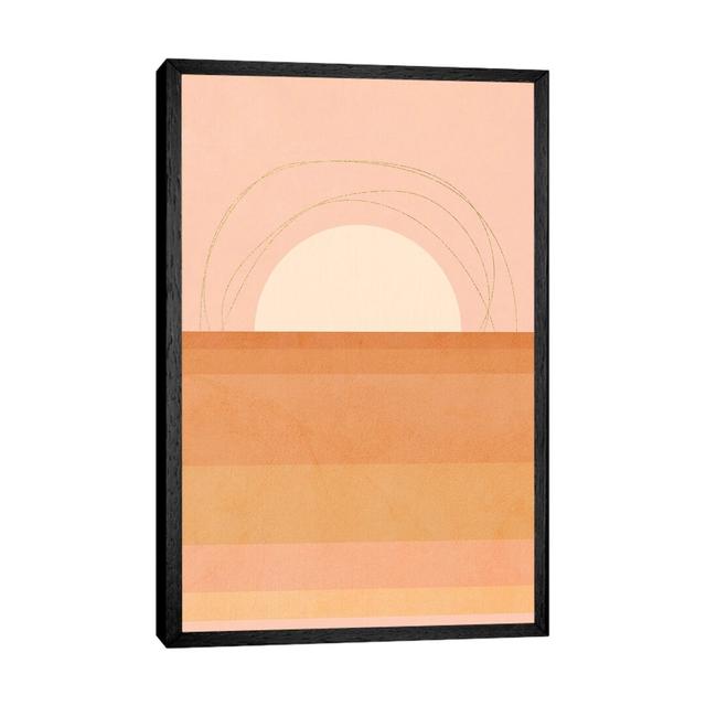 Midmod Geo III Pastel Sunset & Gold - Print on Canvas Ebern Designs Size: 152.4cm H x 101.6cm W x 3.81cm D, Format: Black Framed on Productcaster.