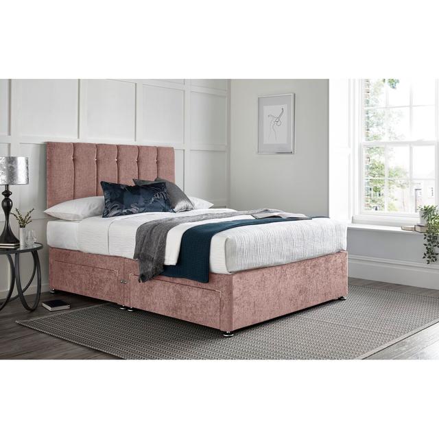 Azende Divan Bed with 24" Headboard on Struts Wayfair Sleep Size: Small Double, Colour: Mink, Storage Type: Right Side Drawers on Productcaster.