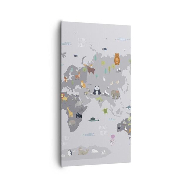 Map The World Continents - Wrapped Canvas Graphic Art Zoomie Kids Size: 120cm H x 65cm W on Productcaster.