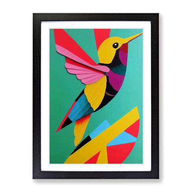 Adarrius Hummingbird Patchwork - Picture Frame Print Pergo Classics Size: 34cm H x 25cm W x 2cm D, Frame Option: Black on Productcaster.