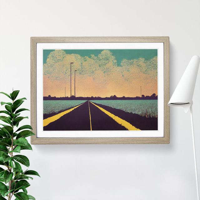 XH1022-7515X Road View - Single Picture Frame Painting Marlow Home Co. Size: 46cm H x 64cm W x 2cm D, Frame Colour: Oak on Productcaster.