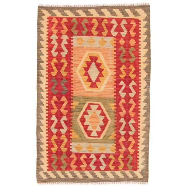 Handwoven Kilim Wool Red/Brown Rug Carpetfine on Productcaster.