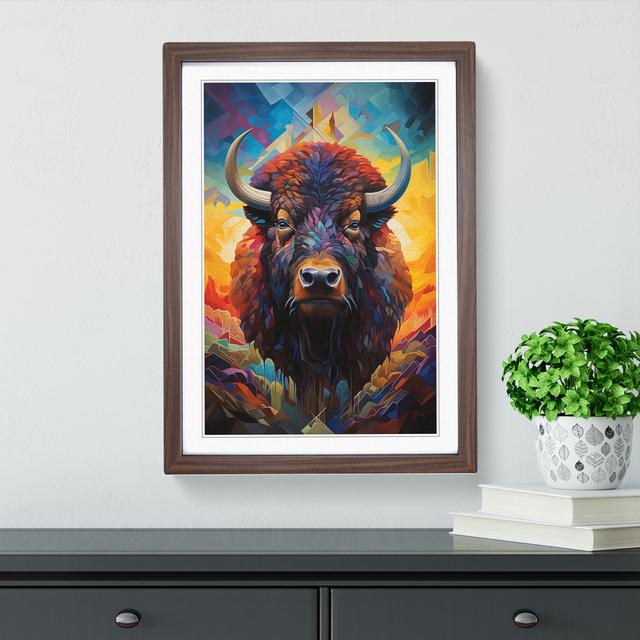 Buffalo Orphism No.3 - Single Picture Frame Print on Wood Natur Pur Frame Colour: Walnut , Size: 64cm H x 46cm W x 2cm D on Productcaster.