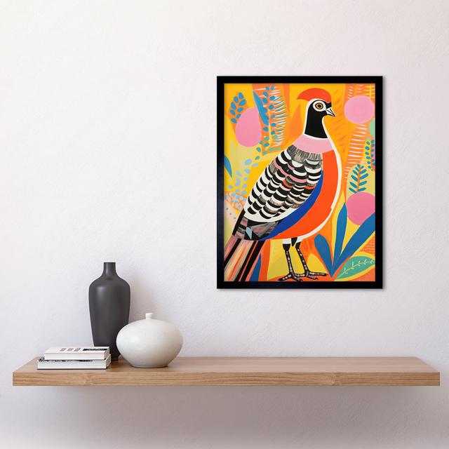 Pleasant Pheasant Bright Bold Grassland Painting Folk - Single Picture Frame Print World Menagerie on Productcaster.