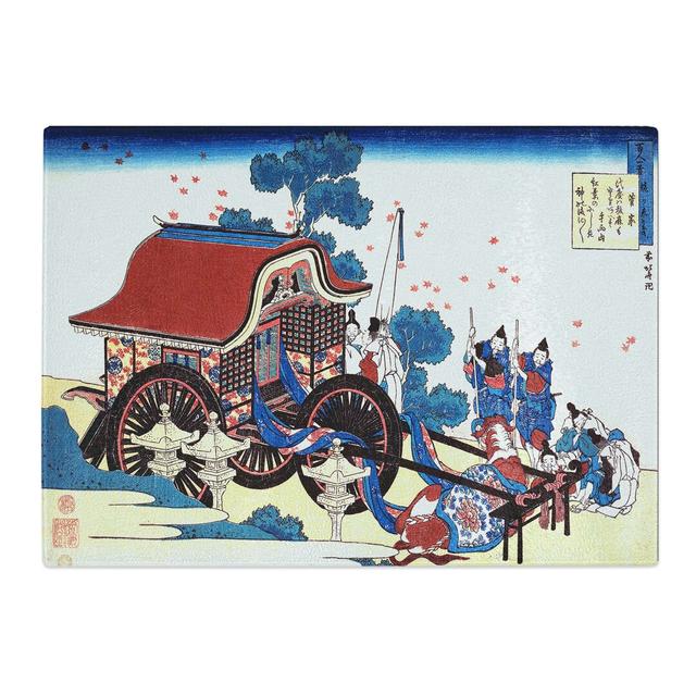 Tempered Glass Cow and Cart by Katsushika Hokusai Chopping Board East Urban Home Size: 39 cm x 28.5 cm on Productcaster.