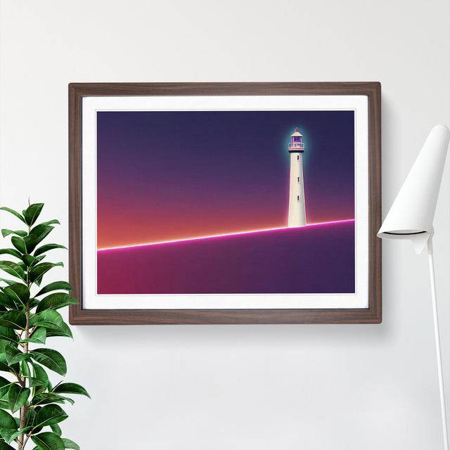 Astounding Lighthouse - Picture Frame Graphic Art Breakwater Bay Size: 34cm H x 46cm W x 2cm D, Frame Colour: Walnut Framed on Productcaster.