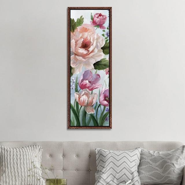 Romantic Botanical I - Print Fleur De Lis Living Size: 152.4cm H x 50.8cm W x 3.81cm D, Format: Classic Brown Wood Framed on Productcaster.