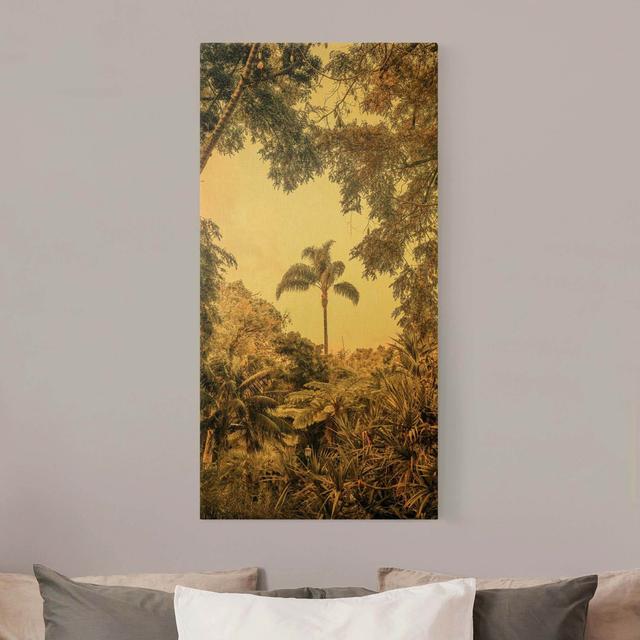 Madeira Garden Art Print on Canvas Bay Isle Home Format: 435gsm canvas gold, Frame Option: Gold, Size: 80cm H x 40cm W on Productcaster.