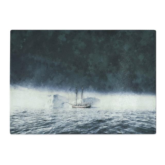 Tempered Glass Boat in the Arctic Chopping Board East Urban Home Size: 20 cm x 28.5 cm on Productcaster.